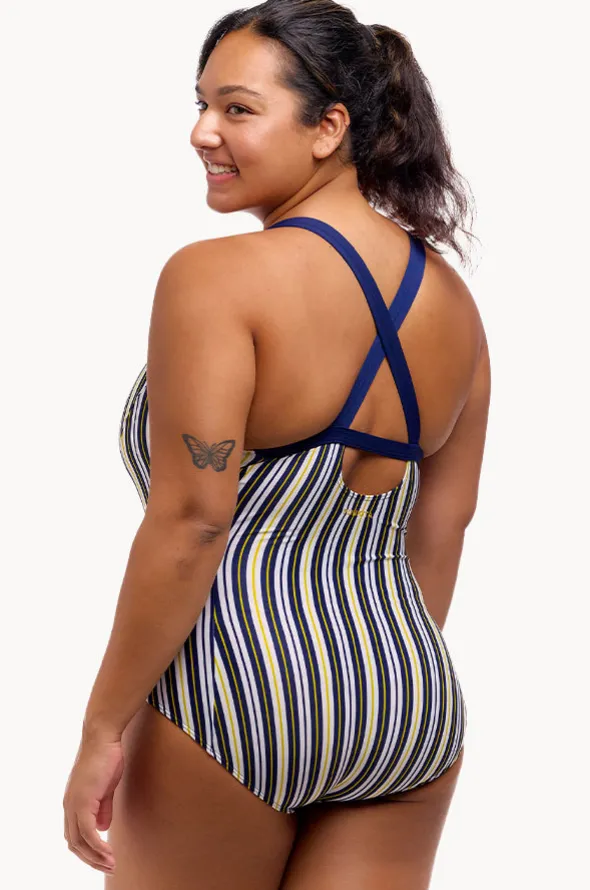 Admiralty Stripe Brace Me Back One Piece