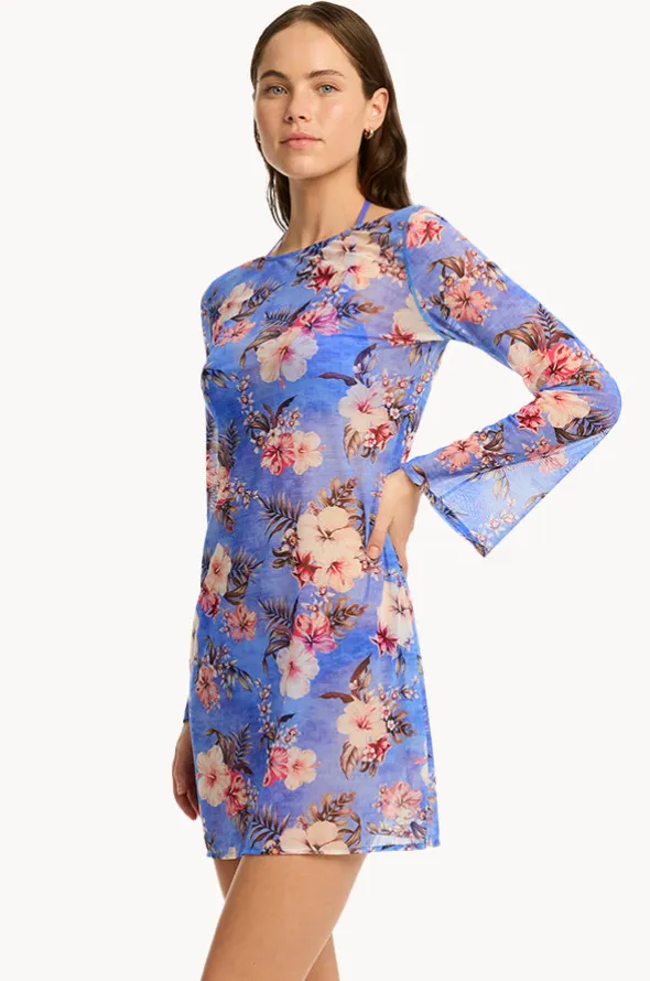 Blue Hawaii Mesh Short Dress