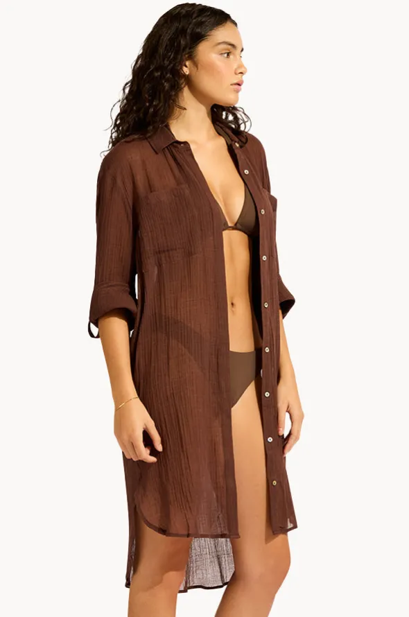 Crinkle Twill Beach Shirt