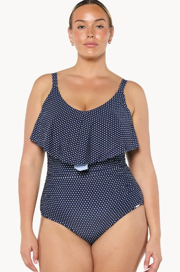 Dots Frill V Neck One Piece