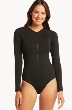 Eco Essentials Zip Front Long Sleeve Sunsuit