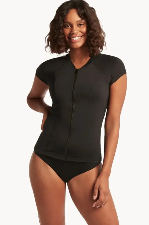 Eco Essentials Zip Front Short Sleeve Suntop