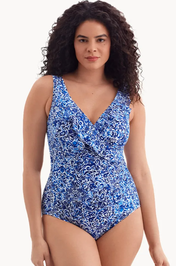 Fine China Ruffle Cross Over One Piece