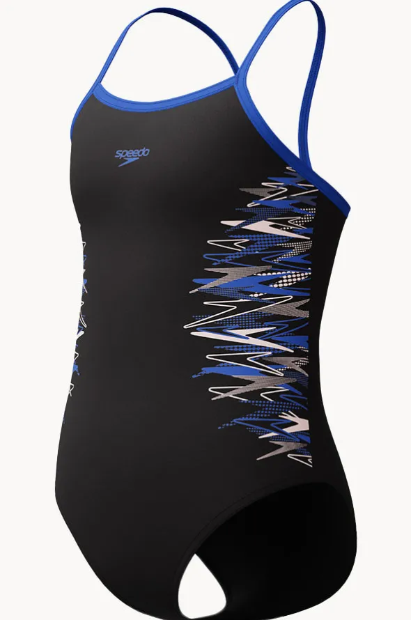 Girls Duo Logo Placement Thinstrap Muscleback One Piece