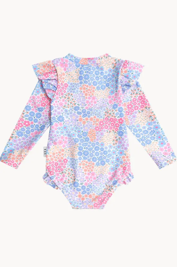 Girls Floral Bloom Frill Sunsuit