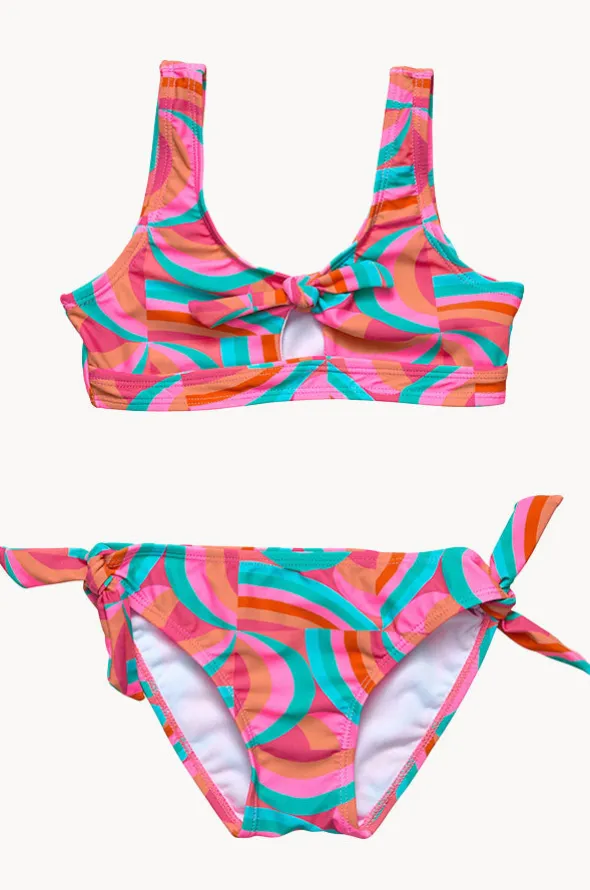 Girls Geo Melon Tie Crop Set