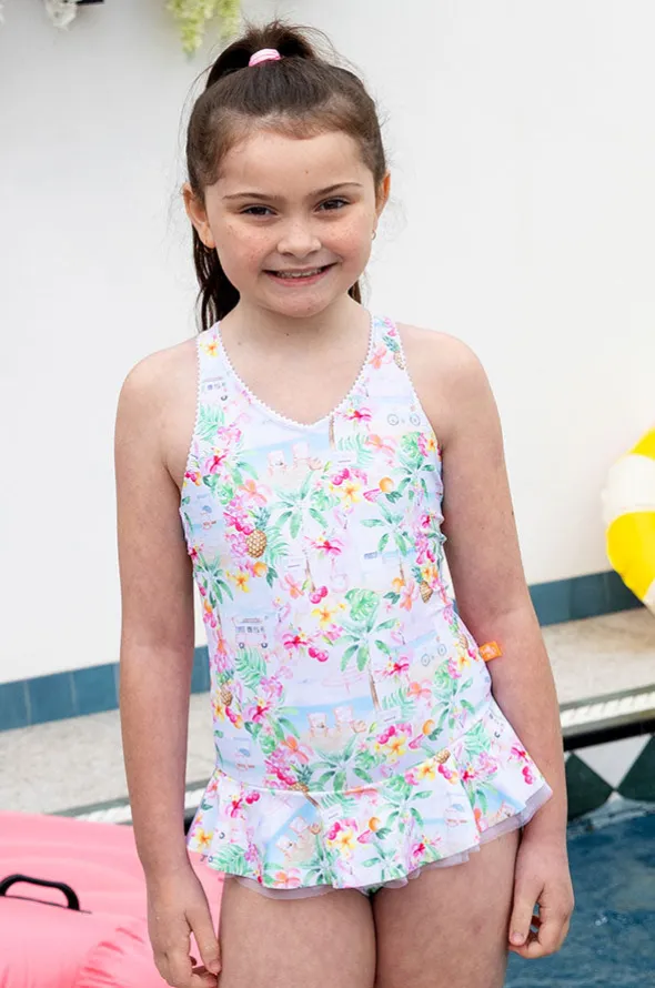 Girls Miss Vacay Frill One Piece