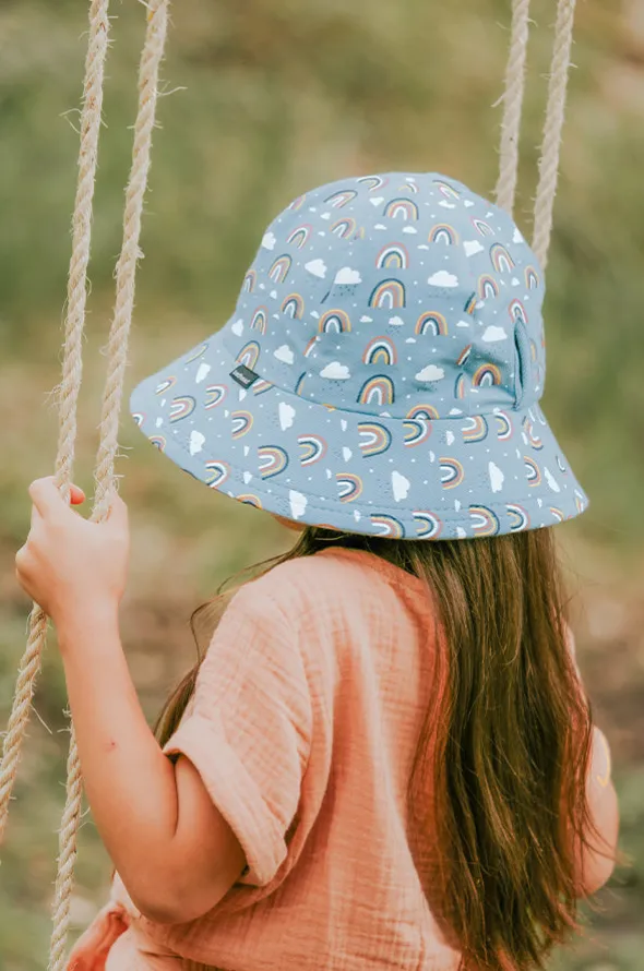 Girls Rainbow Ponytail Bucket Hat