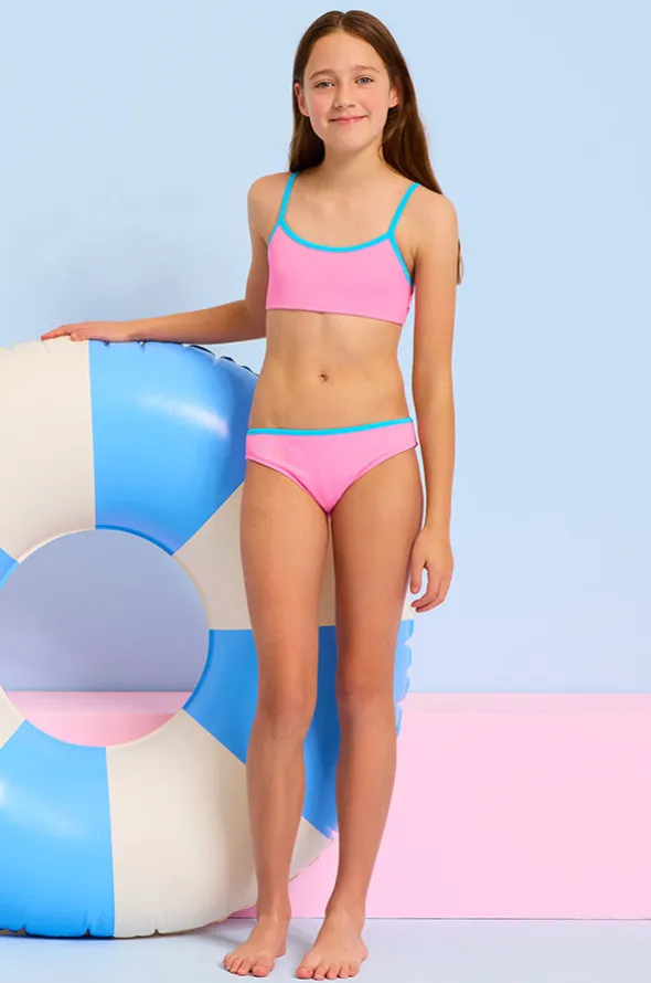 Girls Textured Contrast Crop Set