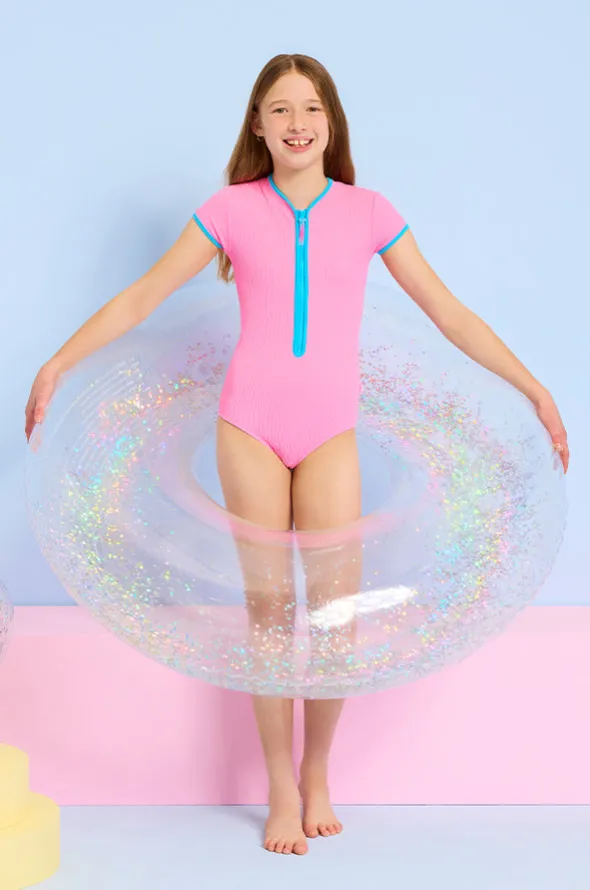 Girls Textured Contrast Sunsuit