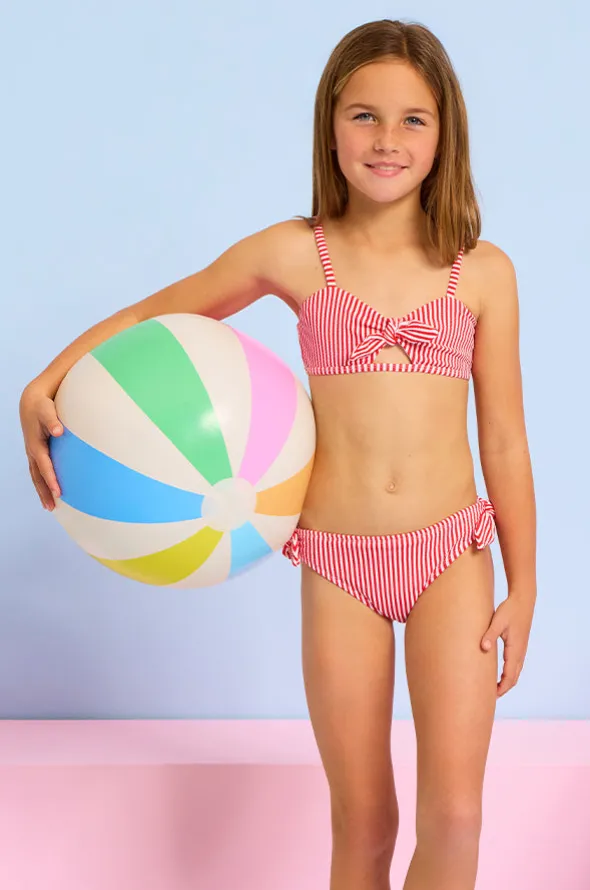 Girls Textured Stripe Tie Bralette Set