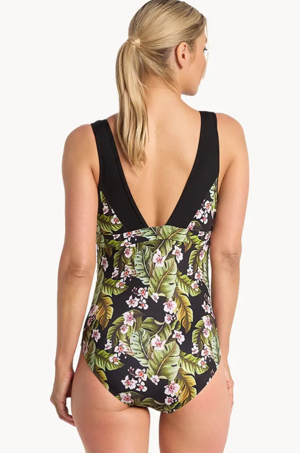 Leafique Ruched Scoop One Piece