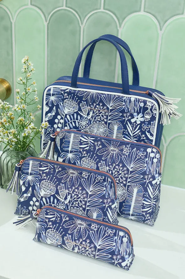 Navy Natives Large Vanity Bag