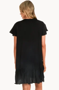 Plain Cap Sleeve Button Dress