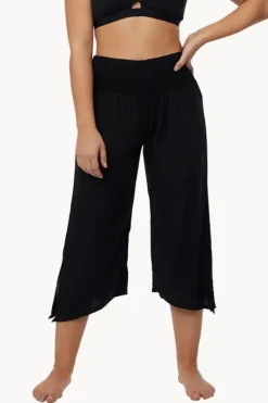 Plain 3/4 Rouched Tie Pants
