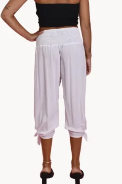 Plain 3/4 Rouched Tie Pants