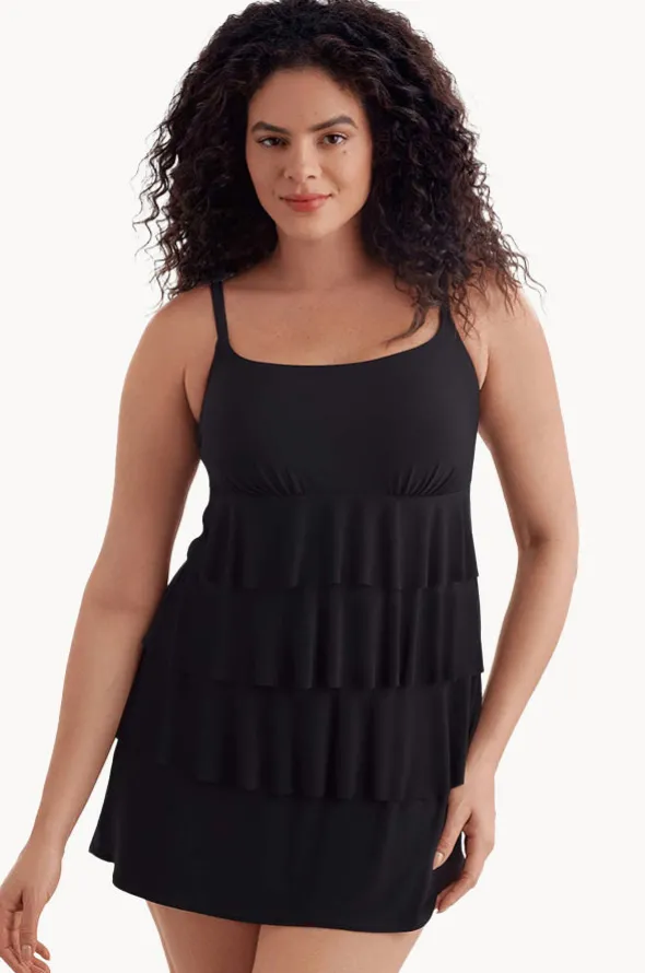 Plain Ruffle Skirtini Swim Dress