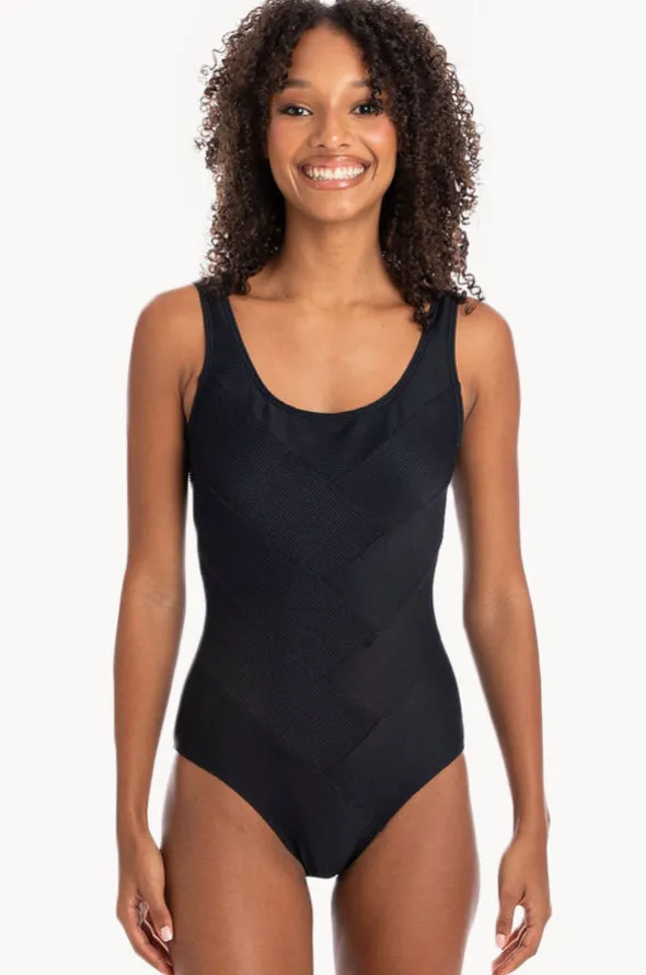 Plain Textured Round Neck One Piece