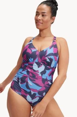 Printed Shaping V Neck One Piece