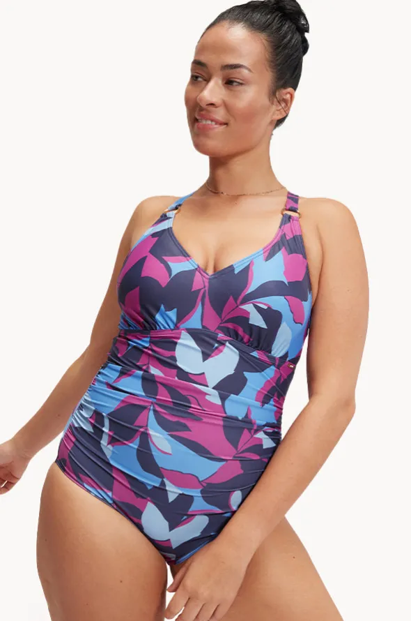 Printed Shaping V Neck One Piece
