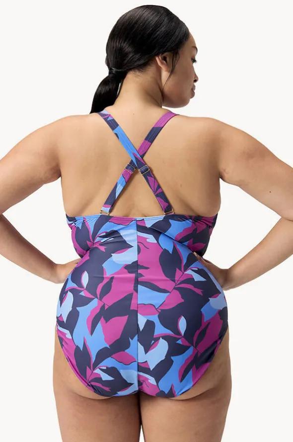 Printed Shaping V Neck One Piece