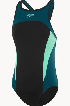 Splice Cross Back High Neck One Piece