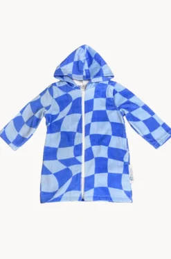 Tidal Checker Hooded Towelling Robe M/L