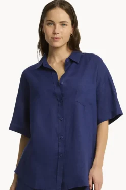 Tidal Linen Aloha Shirt