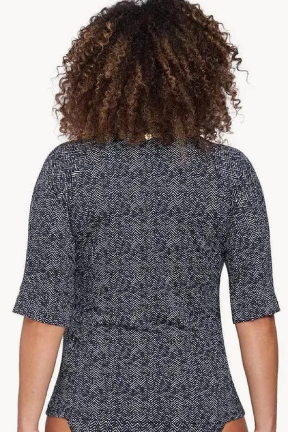 Zig Zag Short Sleeve Zip Suntop